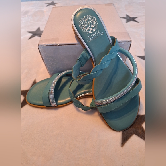 Vince Camuto Shoes - Vince Camuto Aruelle Leather Jeweled Sandal-Color Seafoam